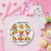 Paper Plates, Tacos, Hamburger Chicken, French Fry Papieren Bordje (Feest)