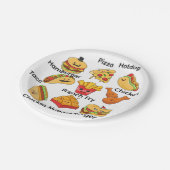 Paper Plates, Tacos, Hamburger Chicken, French Fry Papieren Bordje (Gekanteld)