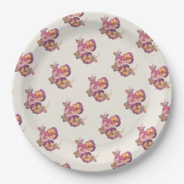 Paper Plates | Vintage Pansy Floral Party Tablewar Papieren Bordje