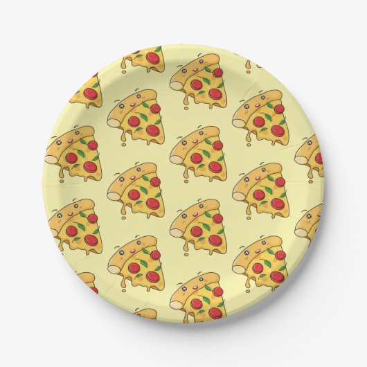 Paper Plates, Yellow Pizza Cheese Papieren Bordje (Voorkant)