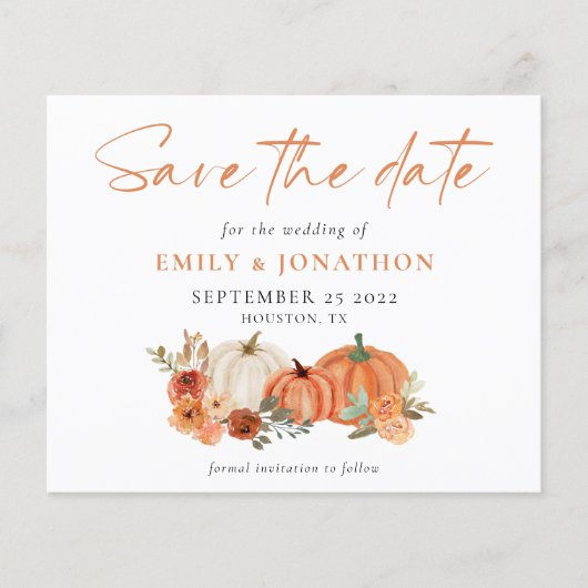 PAPER Pumpkins Florals QR Fall Weduwen Save Date Flyer (Voorkant)