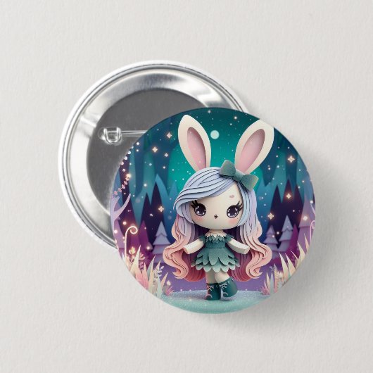 Paper Rabbit Girl (Schattigee origami) Ronde Button 5,7 Cm (Voorkant /achterkant)