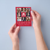 PAPER Red Afstuderen Pet Tassel Foto aankondiging Flyer (Hand)