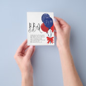 PAPER | Rood Witte Blauwe Ballonnen 4 juli BBQ-uit Flyer (Hand)