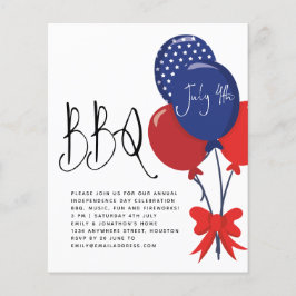 PAPER | Rood Witte Blauwe Ballonnen 4 juli BBQ-uit Flyer