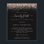 PAPER Roos Glitter 21st Party Black Invitation Flyer<br><div class="desc">PAPER Roos Glitter 21st Party Black Invitation. Een voordelig PAPIER (geen kaart) alternatief ZONDER ENVELOPES bij KLEINERE grootte van 4, 5 x 5, 6 inch en tegen een budgetprijs. (Standaard A6-enveloppen zijn het dichtstbijzijnde formaat dat geschikt is). Een grens van gouden glitter van het roos is bij de bovenkant aan...</div>