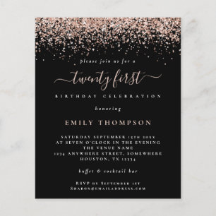 PAPER Roos Glitter 21st Party Black Invitation Flyer