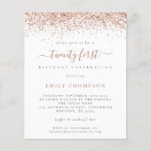 PAPER Roos Glitter Girly 21e partijuitnodiging Flyer (Voorkant)