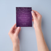 PAPER Royal Paars & String Lights Wedding Invite Flyer (Hand)