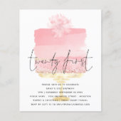 PAPER Roze Cake Script 21st Birthday Invitation Flyer (Voorkant)