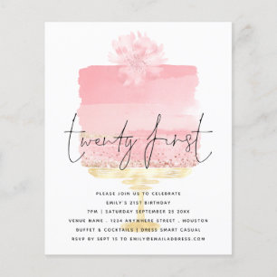 PAPER Roze Cake Script 21st Birthday Invitation Flyer