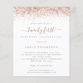 PAPER Roze Glitter Meisjesachtige 21ste Feest Uitn Flyer