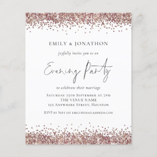 PAPER  Roze Goud Glitter Avond Uitnodiging Flyer