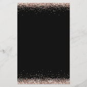 PAPER | Roze Goud Glitter Bruiloft Zwart Menu (Achterkant)