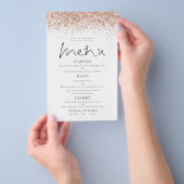 PAPER Roze Goud Glitter Script Trouw Menu (Hand)