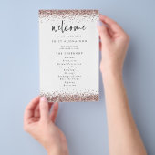 PAPER | Roze Gouden Glitter Witte Trouwprogramma Flyer (Hand)