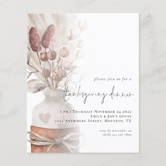 PAPER Rustic Pampas Grass Thanksgiving Flyer (Voorkant)