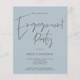 PAPER Script Engagement Party Dusty Blue Uitnodige Flyer