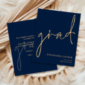 PAPER Script Navy Gold Afstuderen aankondiging Flyer