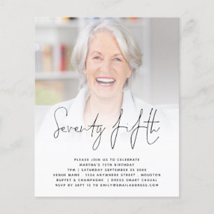 PAPER Script Photo 75th Birthday Party Invitation Flyer