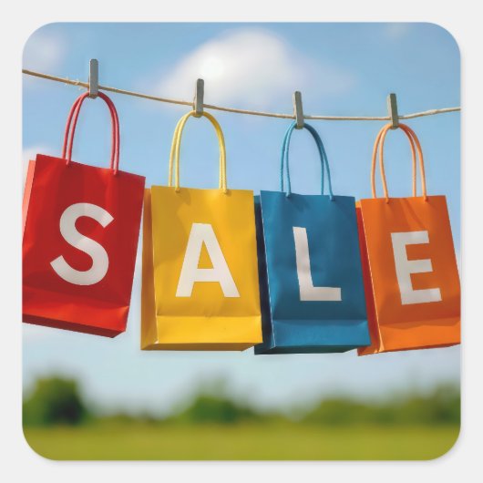 Paper Shopping Bags Sale On Line Vierkante Sticker (Voorkant)