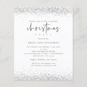 PAPER Silver Glitter-kerstfeest White Invite Flyer