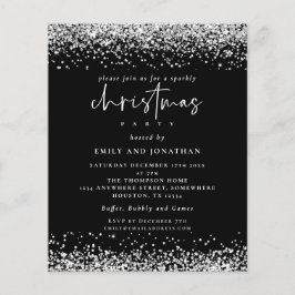 PAPER Silver Glitter-kerstfeestdag - Zwarte uitnod Flyer