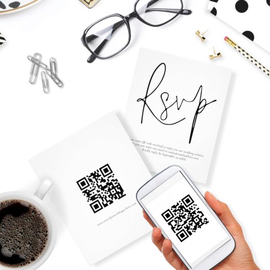 PAPER Simple QR Code Script Weddenschap RSVP Flyer