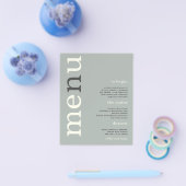 PAPER Simple Sage Ivory Text Weduwmenu Flyer (Enkel)