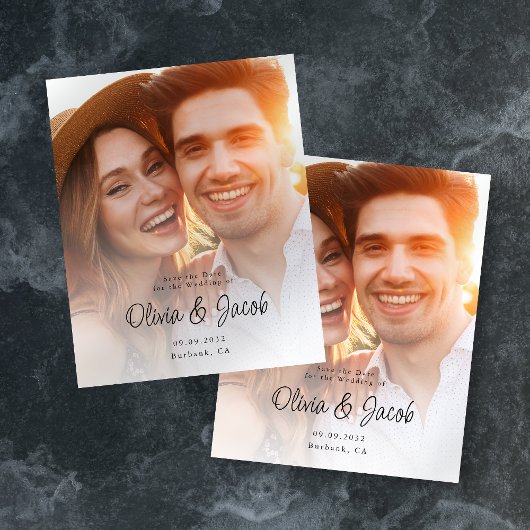 PAPER Simple Script Photo Weddenschap Save the Dat Flyer