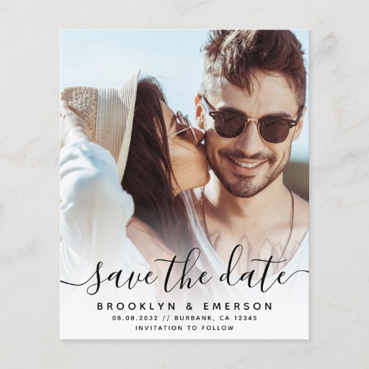 PAPER Simple Script Photo Weddenschap Save the Dat Flyer (Voorkant)