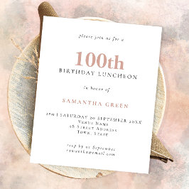 PAPER Simple Text Blush 100th Birthday Invitation Flyer