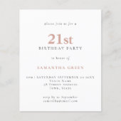 PAPER Simple Text Blush 21st Birthday Invitation Flyer (Voorkant)
