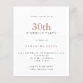 PAPER Simple Text Blush 30th Birthday Invitation Flyer (Voorkant)