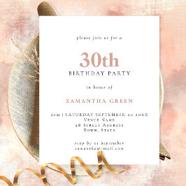 PAPER Simple Text Blush 30th Birthday Invitation Flyer