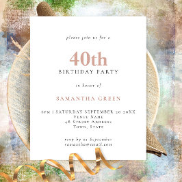 PAPER Simple Text Blush 40th Birthday Invitation Flyer