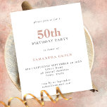 PAPER Simple Text Blush 50th Birthday Invitation Flyer<br><div class="desc">PAPER Simple Text Blush 50th Birthday Invitation. Een volledig aanpasbare,  voordelige PAPER,  geen kaart,  kleiner alternatief van 4, 5 x 5, 6 inch ZONDER enveloppen (A6 is de dichtstbijzijnde maat).</div>
