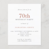 PAPER Simple Text Blush 70th Birthday Invitation Flyer (Voorkant)