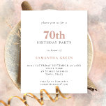 PAPER Simple Text Blush 70th Birthday Invitation Flyer<br><div class="desc">PAPER Simple Text Blush 70th Birthday Invitation. Een volledig aanpasbare,  voordelige PAPER,  geen kaart,  kleiner alternatief van 4, 5 x 5, 6 inch ZONDER enveloppen (A6 is de dichtstbijzijnde maat).</div>