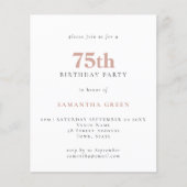 PAPER Simple Text Blush 75th Birthday Invitation Flyer (Voorkant)