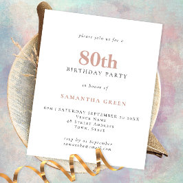 PAPER Simple Text Blush 80th Birthday Invitation Flyer