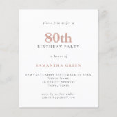 PAPER Simple Text Blush 80th Birthday Invitation Flyer (Voorkant)