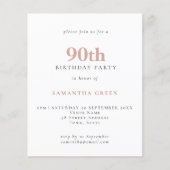 PAPER Simple Text Blush 90th Birthday Invitation Flyer (Voorkant)