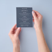 PAPER Simple Text Dusty Navy Blue Wedding Menu (Hand)