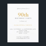PAPER Simple Text Gold Black 90th Birthday Invite Flyer<br><div class="desc">PAPIER Simple Text Gold Black Text 90th Birthday Invitation. Een waarde voor geld PAPER,  geen kaart,  kleiner alternatief van 4, 5 x 5, 6 inch ZONDER enveloppen (A6 is de dichtstbijzijnde maat).</div>