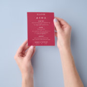 PAPER Simple Text Magenta Weddenmenu Flyer (Hand)