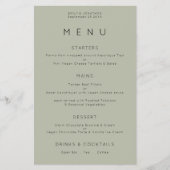 PAPER Simple Typography Soft Sage Weddenschap Menu (Voorkant)