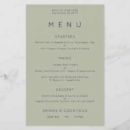 PAPER Simple Typography Soft Sage Weddenschap Menu