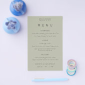 PAPER Simple Typography Soft Sage Weddenschap Menu (Enkel)