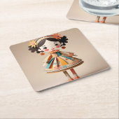 Paper Speelgoed Girl Doll Onderzetter Set (Schuin)